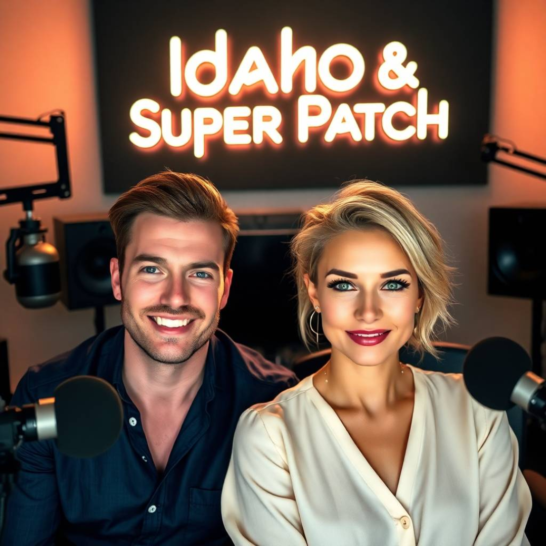 Image of a group of entrepreneurs, apparently in Idaho, United States, behind them there is a sign that clearly says "Super Patch".