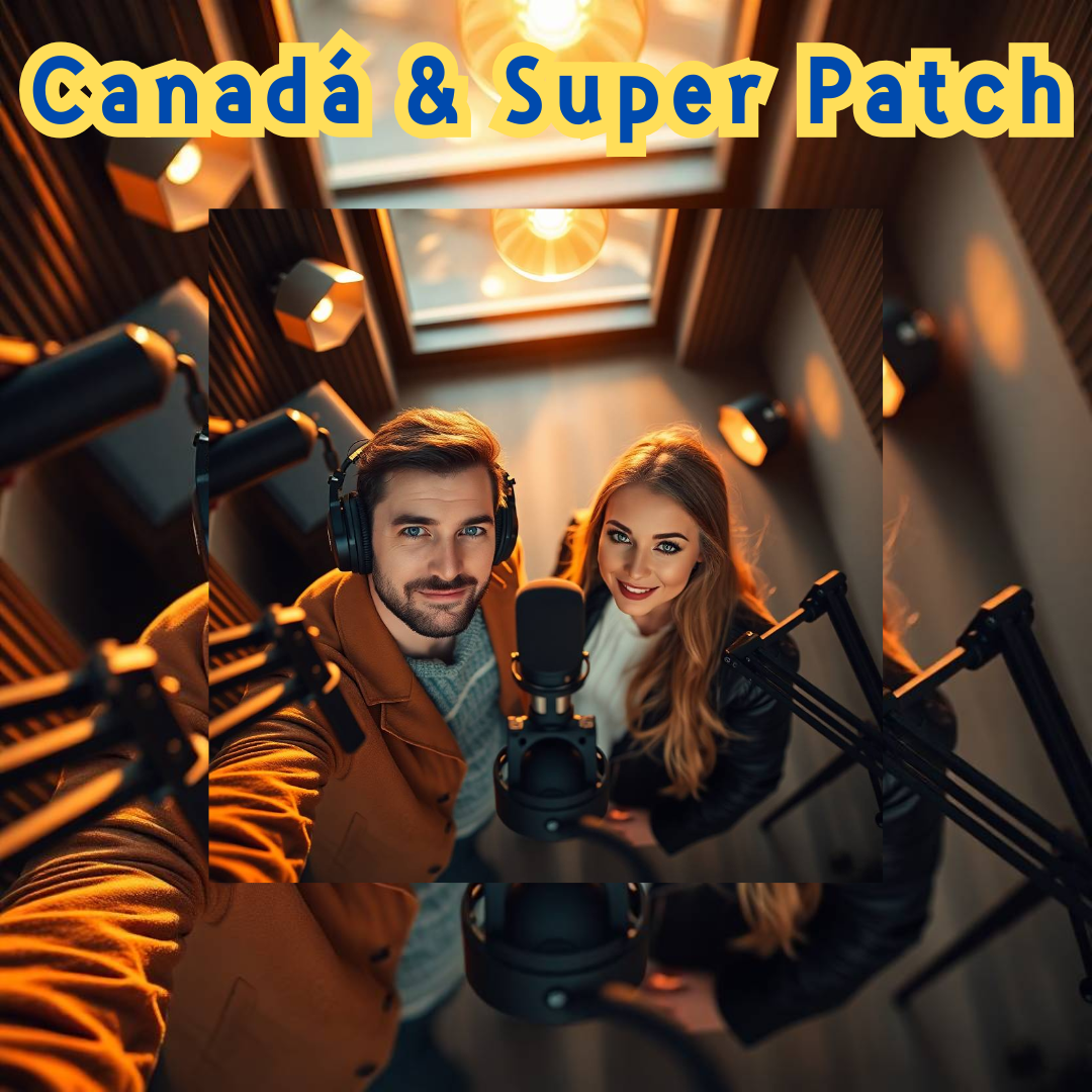 Image of a group of entrepreneurs, apparently in Canadá, United States, behind them there is a sign that clearly says "Super Patch".