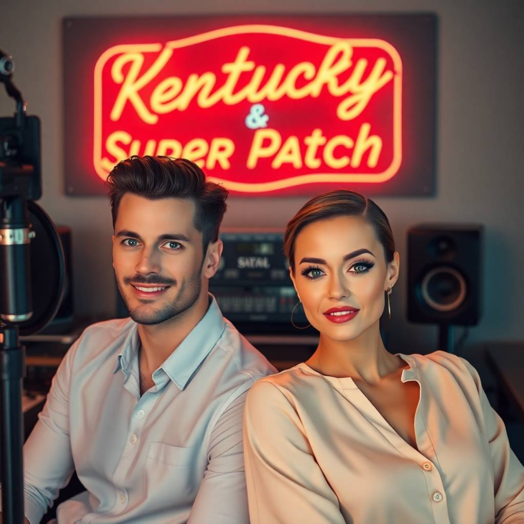 Image of a group of entrepreneurs, apparently in Kentucky, United States, behind them there is a sign that clearly says "Super Patch".