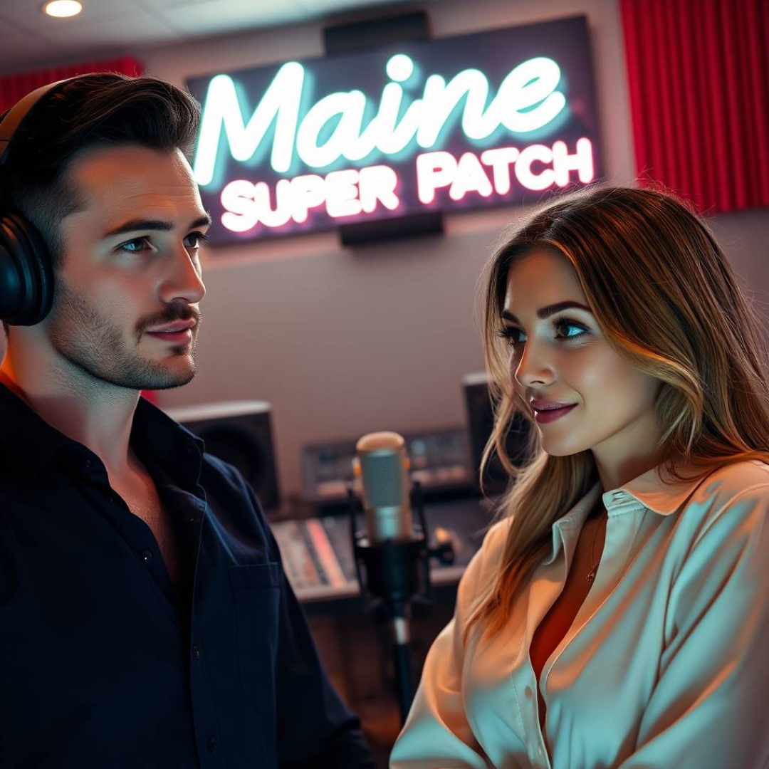 Image of a group of entrepreneurs, apparently in Maine, United States, behind them there is a sign that clearly says "Super Patch".