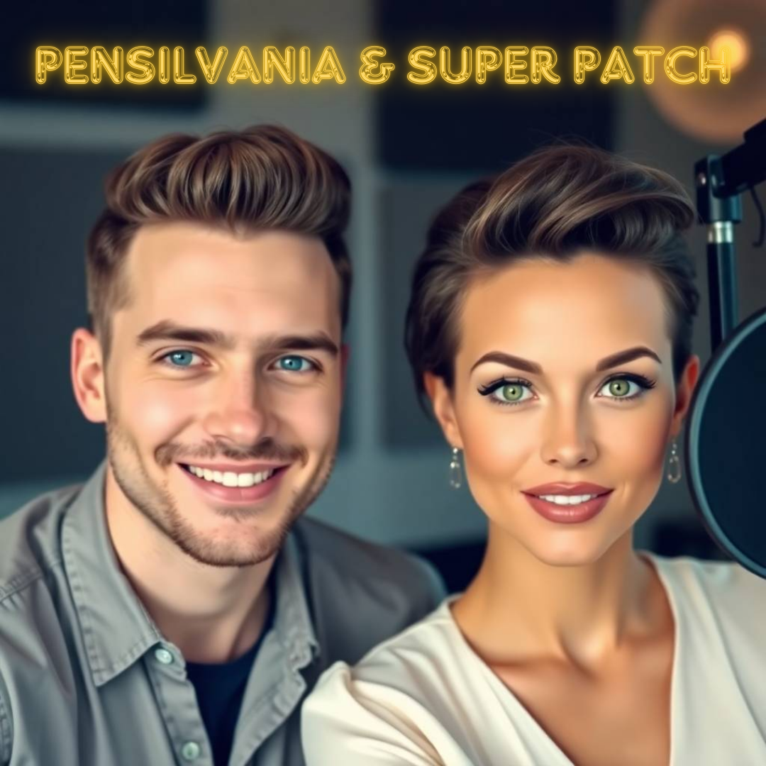 Image of a group of entrepreneurs, apparently in Pensilvania, United States, behind them there is a sign that clearly says "Super Patch".