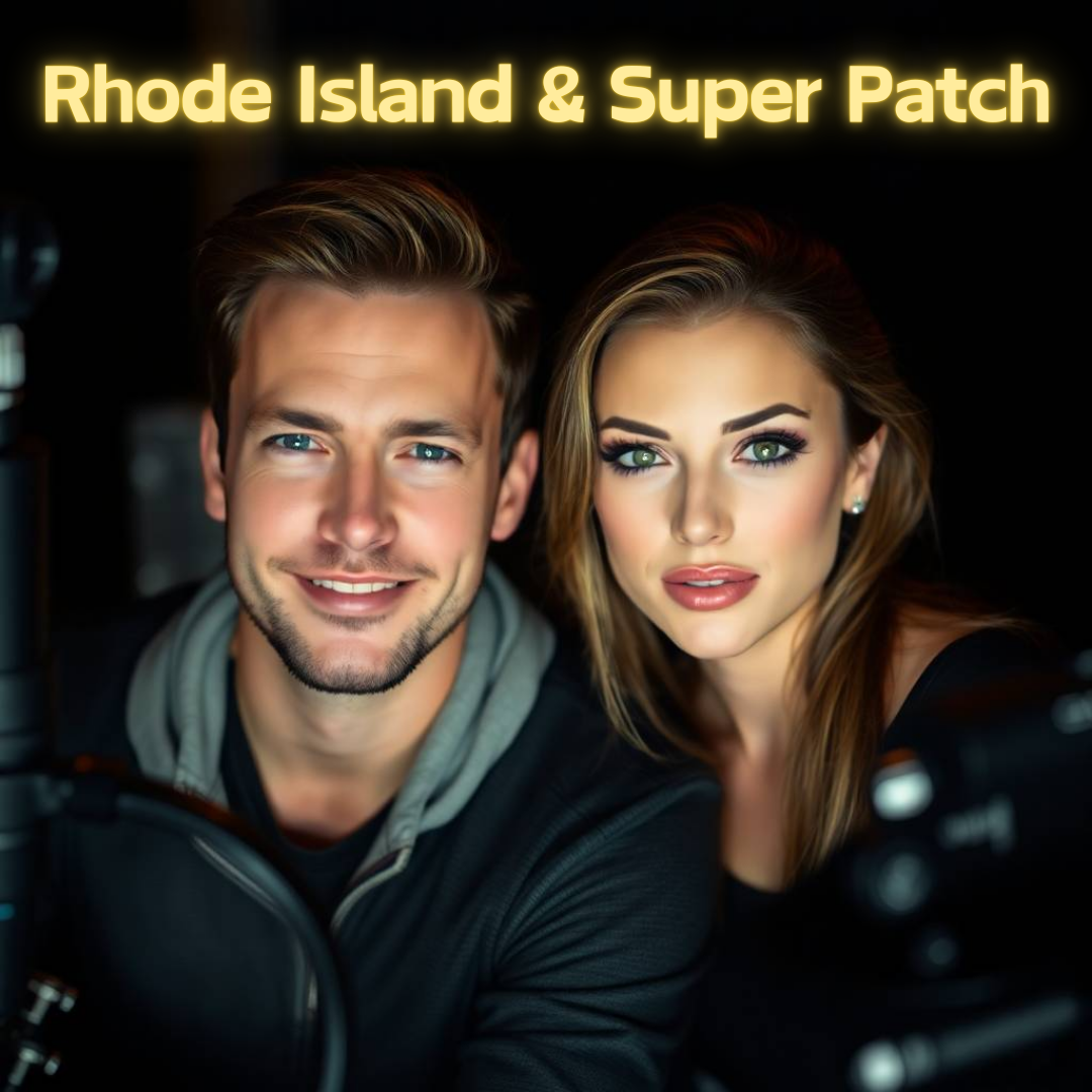 Image of a group of entrepreneurs, apparently in Rhode Island, United States, behind them there is a sign that clearly says "Super Patch".