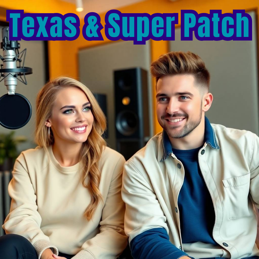 Image of a group of entrepreneurs, apparently in Texas, United States, behind them there is a sign that clearly says "Super Patch".