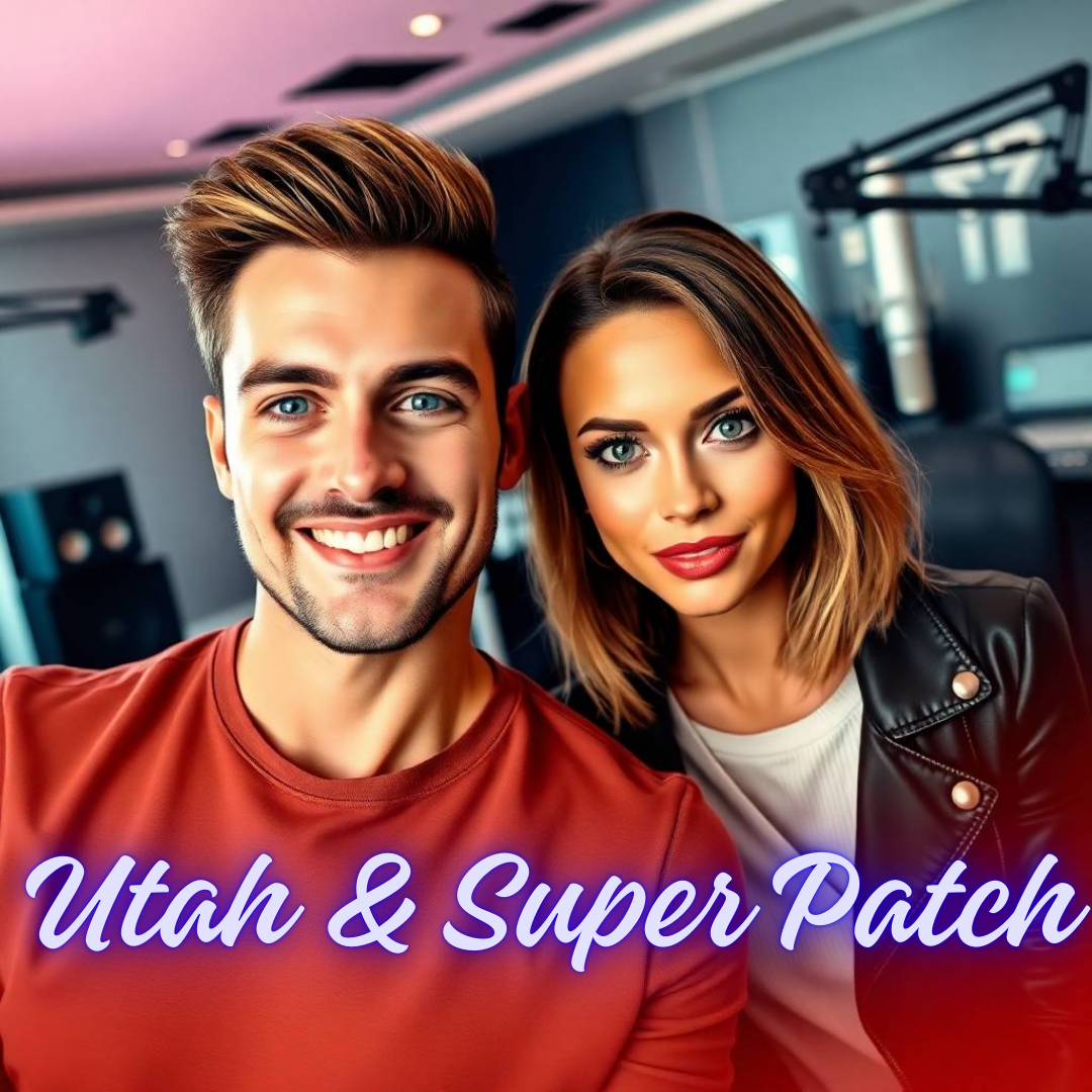 Image of a group of entrepreneurs, apparently in Utah, United States, behind them there is a sign that clearly says "Super Patch".