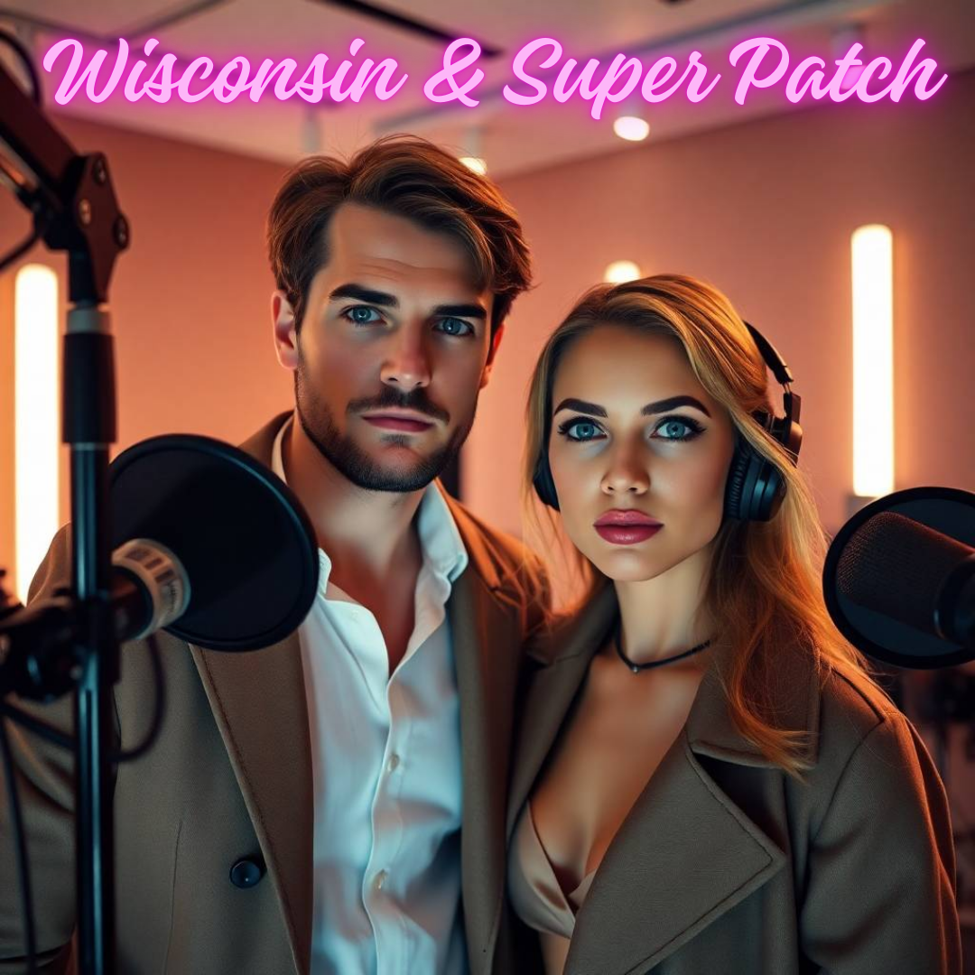 Image of a group of entrepreneurs, apparently in Wisconsin, United States, behind them there is a sign that clearly says "Super Patch".