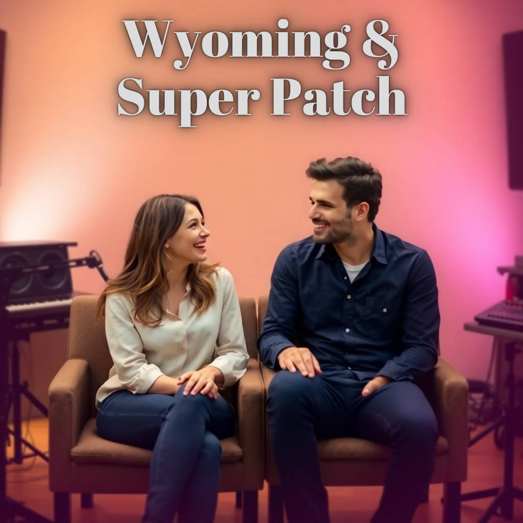 Image of a group of entrepreneurs, apparently in Wyoming, United States, behind them there is a sign that clearly says "Super Patch".